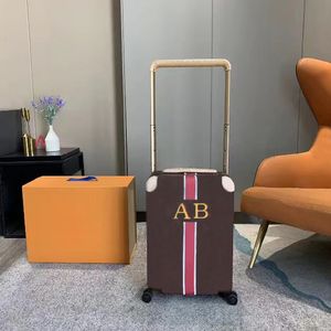 9A Luxury Brand Suitcase Personlig anpassningsbar Initial stripe Patten Classic Bagage Fashion Unisex Trunk Rod Box Spinner Universal Wheel Duffel With Present Box