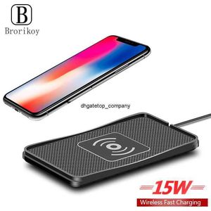 Docking station in silicone per caricabatteria da auto wireless da 15 W con ricarica rapida per Samsung S20 S10 iPhone 13Pro Xs Max