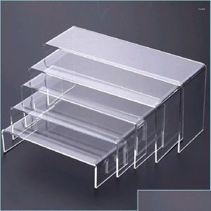 Hooks Rails 5st/Set Transparent Acrylic Display Stand Figurer Mini Statyes Dessert Storage Rack Cosmetic Make L Oteak