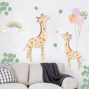 Adesivi murali Adesivo Giraffa Cartoon Camera da letto Camera dei bambini Decorazione di sfondo delle aule della scuola materna