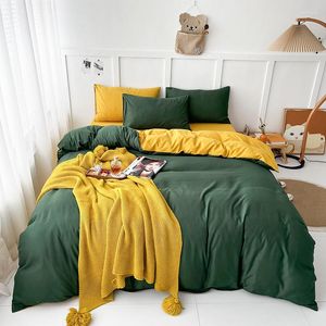 Bedding Sets 2022 Classic Set Solid Color Summer Bed Linen 2/3pcs/set Duvet Cover Pastoral Sheet AB Side