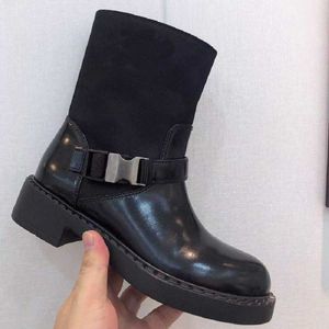 Women Boots Designer Shoes Winter Brushed Leather Boot Ankle Nylon Black White Shoes Size 35-41 With Box NO333