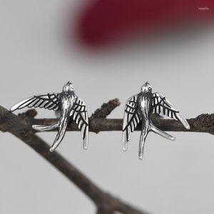 Studörhängen söt vintage svälja form små smycken 2022 etnisk 925 sterling silver fågel piercing för kvinnor eh014