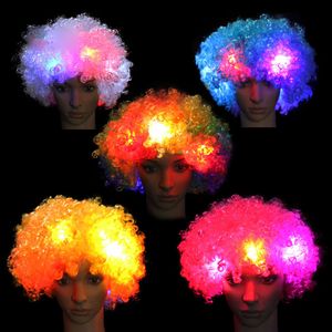LED FLASH CAPELE RAVE Toy Toy Luminous Fan Hat Tap Explosive Head Party Wig Chralloween Halloween Palha￧o engra￧ado de suprimentos engra￧ados
