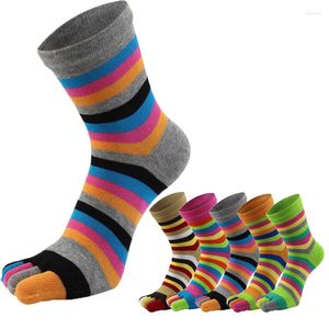 Men's Socks Colorful Striped Five Fingers Toe Women Men Cotton Breathable Soft Short Sock Girls Streetwear Harajuku