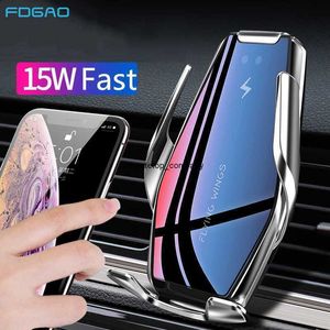 Fast Charge Qi Wireless Charger for iphone 14 13 12 11 Pro Xs Xr x 8 Samsung Mobile Phone Holder with Auto Fixation