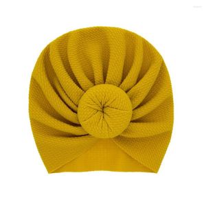 Hattar knut baby turban donut bun stretchy hatt sp￤dbarn f￶dd bow beanie stickad bomull huvud wrap h104d