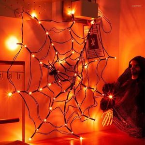 Struny LED Spider Web Light Halloween Dekoracyjne światła bateria zasilana do sypialni salon na zewnątrz wystrój świąteczny