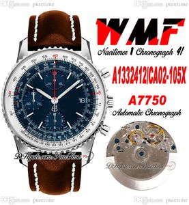 WMF A1332412-CA02-105X ETA A7750 Automatisk kronograf Mens Watch Blue White Dial Stick Markers Brown Leahter Strap With White Line Super Edition Watches Puretime E5