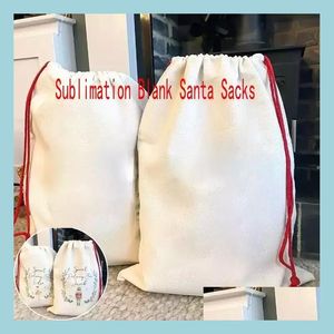 Decorazioni natalizie Dhs Sublimazione Blank Santa Sacks Fai da te Personalizzato Dstring Bag Sacchetti regalo di Natale Tasca Trasferimento di calore Drop De Dhbrp