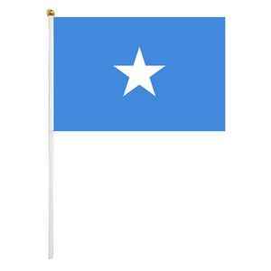 Somali El Bayrağı 14x21 cm Polyester Mini Somali El Sallama Bayrakları Geçit Törenleri Için Plastik Bayrak Direkleri Ile Spor Etkinlikleri