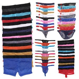 Underpants 10PCS Sexy Men's Underwear Mesh See Through Mens Briefs Breathable Low Waist Male Panties Bikini Thongs Tangas Cuecas