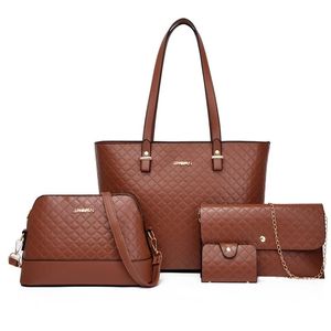 Kvinnor axelväskor handväskor designer crossbody tote påse lyx mode purses pu läder hög kvalitet stor kapacitet shopping väska 4 st/set hbp