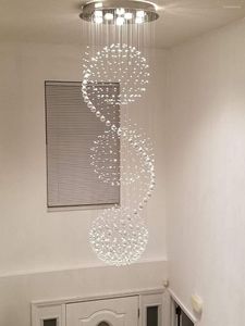 Chandeliers K9 Crystal Chandelier Spiral Staircase Lamp Spherical Pendant Lamps For Ceiling Living Room Villa Glosses