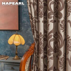 Perde NapeLl Brown Jacquard Perdeler Oturma Odası Polyester Pencere Paneli Lüks Yarı Karartma Yatak Odası Panjur