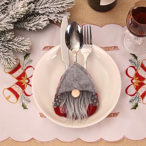 Decorazioni natalizie Merry Knife Fork Posate Bag Set di stoviglie Natal Per la casa Capodanno Decorazione per feste di Natale Drop Delivery 2022 Smttx