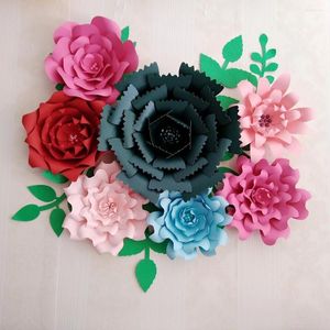 Dekorativa blommor 2022 DIY Half Made Flower Kit 7st Giant Paper With Leaves Wedding Backdrop Baby Nurseries Retails Butiksdekor