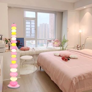 Lámparas de pie con cadena de caramelos de arcoíris, luces creativas para mesa de habitación de niños, sala de estar, sofá, luminaria de vidrio colorida lateral