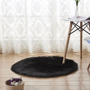 Carpets White Pink Soft Faux Fur Wool Living Room Sofa Carpet Plush Bedroom Cover Mattress Xmas Door Window Round Rugs