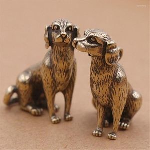 Dekoracyjne figurki 2PCS 3D Dog Casting Animal Mini figurka w stylu retro metalowa rzeźba domowy pokój biurowy Dekoracja