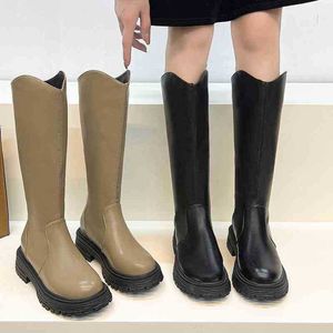 Boots Dress Shoes Autumn Women Knee High Chelsea Fashion Female Casual Ladies Long Western Botines De Muje Square Heel