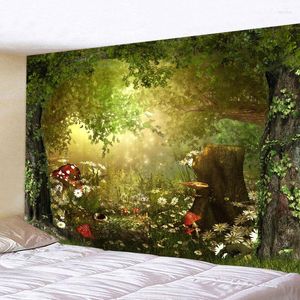 Tapestries Large Beautiful Natural Forest Mushroom Tapestry Wall Hanging Hippie Landscape Ocean Art Cloth Home Room Decor