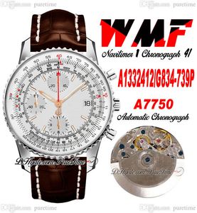 WMF A1332412-G834-739P ETA A7750 Автоматический хронограф мужские маркеры серебряного циферблата коричневый ремешок Leahter с белой линией Super Edition Watches Puretime D4