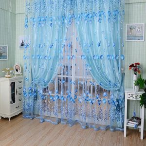 Kurtyna 1PC 1M 2M Zasłony okienne Sheer Voile Tiul do sypialni salon balkon kuchnia nadrukowane Tulip wzór słońca