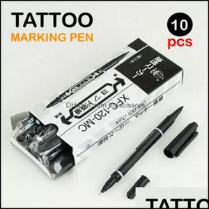 Inne dostarczanie tatuażu 10pcs Assorted Tattoo Pen Pen Black Dual Skin Marker Dostawa do stałego makijażu Dostawa 2022 Healt DHPG2