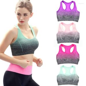 Yoga outfit kvinnor sport bh topp damer brassiere kör bras gröda fitness väst stretch shaper vadderad kvinnlig push up