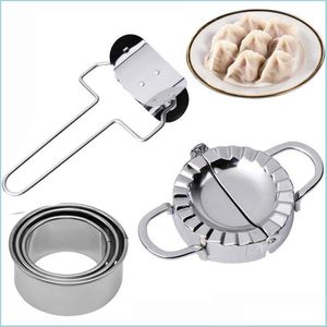 Baking Pastry Tools 5Pcs Dumpling Maker Stainless Steel Dough Press Pie Ravioli Roller Knife Stuffing Spoon Wrapper Making Mold To Dhjgr
