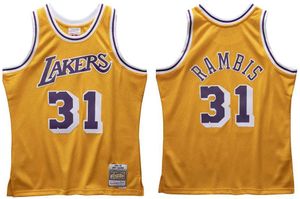 Camisa de basquete Kurt Rambis costurada personalizada S-6XL Mitchell Ness 1984-85 Mesh Hardwoods Classics retrô Masculino Feminino Camisas juvenis