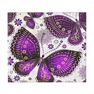 Bordmattor Kökskål Torkning Mat Spring Violet-Gold fjärilar och blommor Tvättbara counter Pad Absorbent Drainer 16 