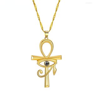 Pendanthalsband CZ Eye of Horus Egypten Charm Cross Religious Necklace For Women Choker Jewelry Gift With Delicate Box