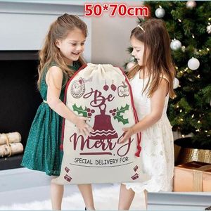 Christmas Decorations Santa Sacks Christmas Decorations Canvas Gift Bags With Dstring Xmas Candy Storage Large Bag Pocket For Kids P Dhrsy