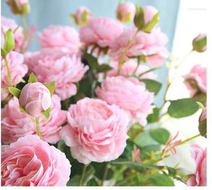 Flores decorativas 61 cm de flor artificial rosa seda mariage festa de aniversário casamento ocidental ranunculus asiaticus ramo decoração de casa