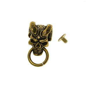 Keychains Fine 3D Brass Hell Boy Devil Hannya Skull Screw Back Lock Concho Rivet Leather Craft Decor For Belt Saddle Blanket Hats Wallet