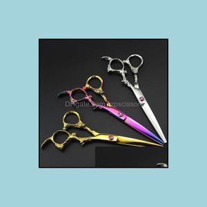 Hårsax Professional 6 tum Japan 440C Dragon Cut Hair Scissors Cutting Shears Salon Thinning Sissors Barber Makas Hairdressin Dhxyi