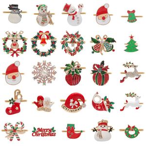 Napkin Rings Table Ring Merry Xmas Decoration Elk Santa Claus Flower Wreath Christmas Wedding Supplies Drop Delivery 2022 Smtcn