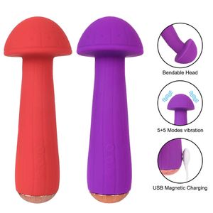 Sex Toy Electric Massagers Vibrating Spear Toys Female Dildos Massager G Spot Vagina Vibrator USB Magnetic Charging Mushroom Head Wand Fetw Qdq6