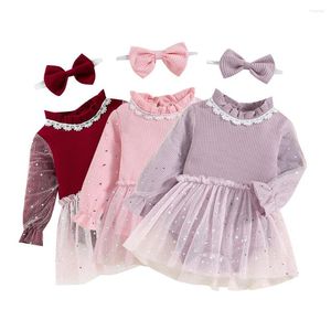Meisje jurken prinses babyjurk feestvestidos baby outfit pailletten schattige kleding tule romper gebreide kerstdressen