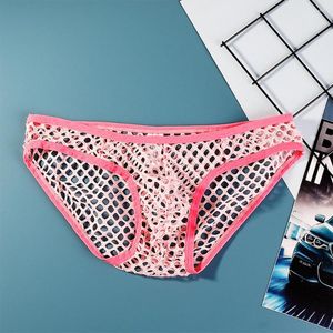 Underbyxor underkläder trosor för män sexiga mens låghöjda mesh ihåliga trosor knickers bikini underkläder u konvex påse