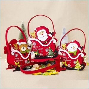 クリスマスの装飾クリスマスデコレーション2022キャンディバスケットフェルトストーゲバッグパッケージングのための小さなギフトフルーツ装飾ドロップデリバリーhom dh4ut