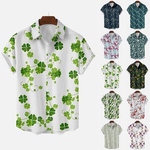 Men's Casual Shirts Mens 2022 Fashion Ethnic Short Sleeve Printing Hawaiian Shirt Blouse T-shirt Summer Beach Vintage Clothes Cardigan