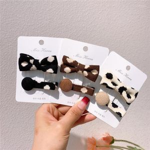 Hair Accessories Cute Ball Shaped T Clips Dot Print Bow Pins For Girls Baby Children Grips Barrettes 2 Piece