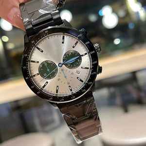 New luxury watch multi-function second run quartz movement three eye timing fine steel butterfly clasp mineral glass mirror