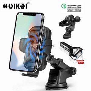 Fast Charge Wireless Car r 15 w con ventola di raffreddamento Supporto per telefono Qi con bloccaggio automatico per iPhone 12 Pro Max 11 Samsung S20 S10