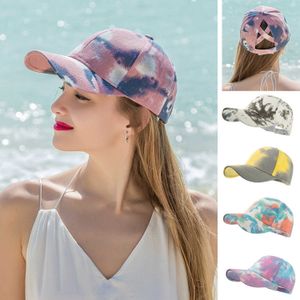 Snapbacks 2022 Niwe Horsetail Baseball Cap för kvinnor klumpig tie färgämne kvinna bomull sommar sol hatt hög rörig bulle l221028