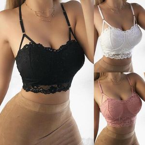 Women's Tanks Womens Lingerie Push Up Bra Padded Tank Tops Ladies Crop Lace Floral Bralette