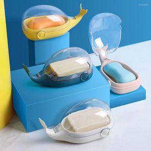 Soap Dishes Holder With Lid Double Layer PP Home Drainage Design Box For Bathroom